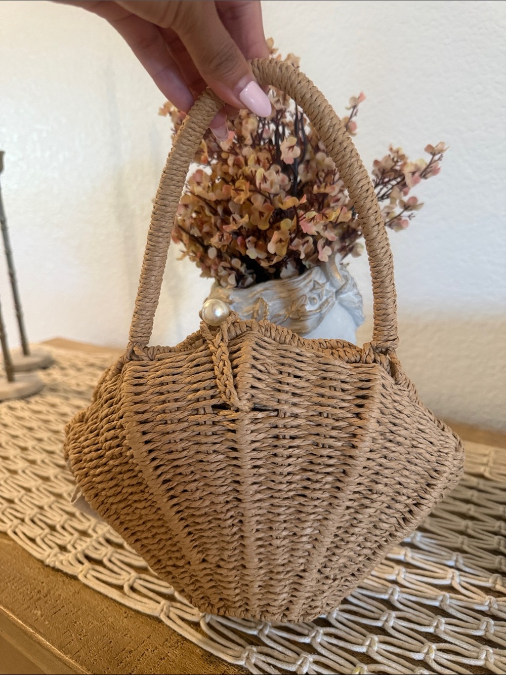 Coastal Pearl Woven Handbag - Picture 3 of 5